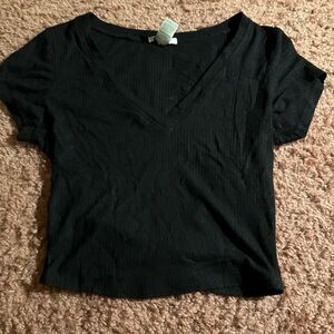 Chic Black V-Neck Crop Top